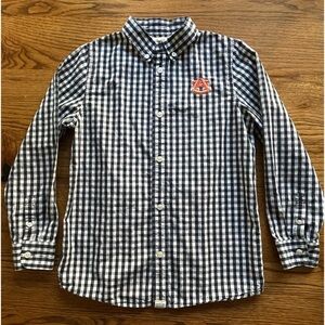 GARB navy/white gingham Auburn button down shirt-100% cotton. Boys size 9-10